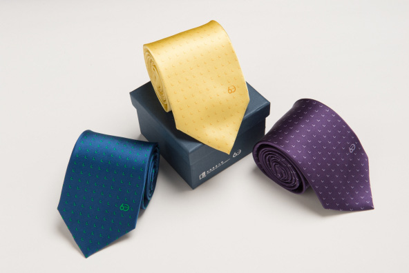 絲質領帶（浸大60周年） – 藍色/黃色/紫色
